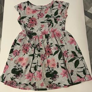 Bella & Birdie Pink and Green Floral Girls Dress Size Small